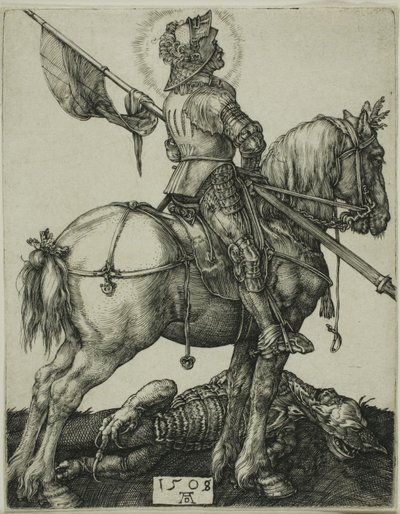 Pyhä Yrjö hevosen selässä tekijältä Albrecht Dürer