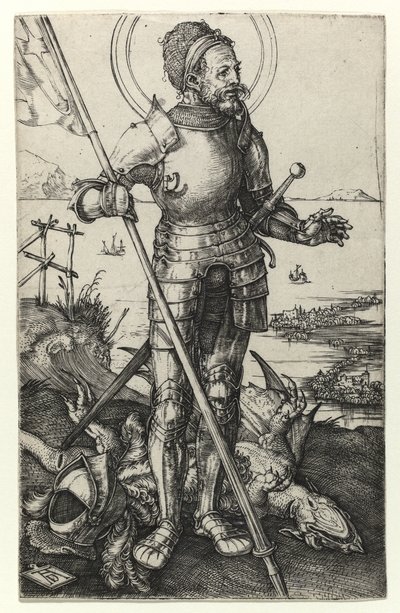 Pyhä Yrjö seisomassa, 1502 tekijältä Albrecht Dürer