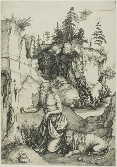 St. Jerome katuva erämaassa tekijältä Albrecht Dürer