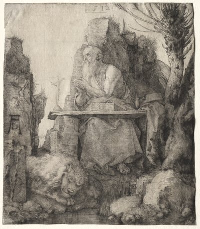 St. Jerome Seated Near a Pollard Willow tekijältä Albrecht Dürer
