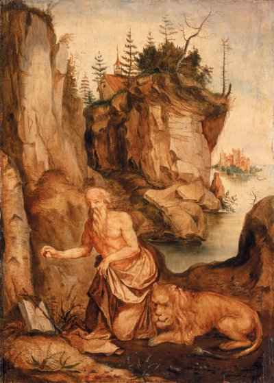 Pyhä Hieronymus ja leijona, noin 1500 tekijältä Albrecht Dürer