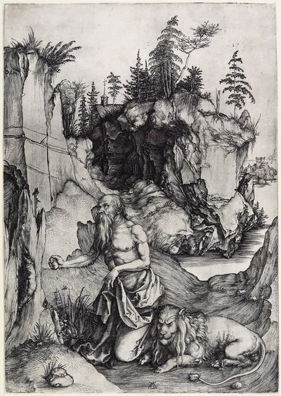 St. Jerome in Penitence, n. 1497 tekijältä Albrecht Dürer