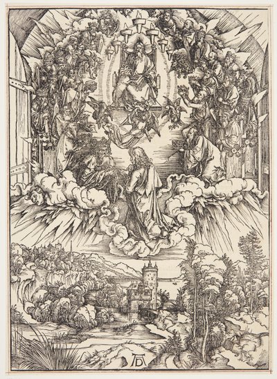 Pyhä Johannes Jumalan ja vanhinten edessä tekijältä Albrecht Dürer