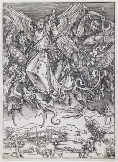 St. Michael Fighting the Dragon, sarjasta "The Apocalypse" tekijältä Albrecht Dürer