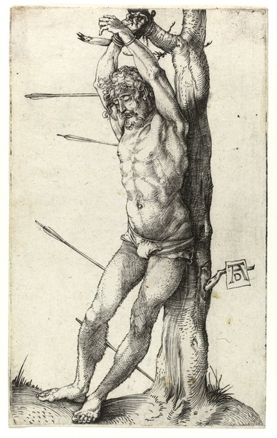 Pyhä Sebastian sidottu puuhun, n. 1501 tekijältä Albrecht Dürer
