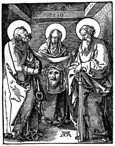 Pyhä Veronica ja Sudarium Pietarin ja Paavalin välillä, 1510, 1936 tekijältä Albrecht Dürer