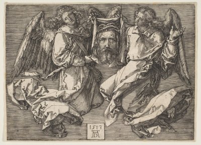 Kahden enkelin pitelemä hikiliina tekijältä Albrecht Dürer
