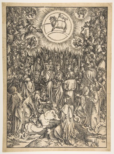 Karitsan palvonta, The Apocalypse, latinalainen painos, 1511, 1511. tekijältä Albrecht Dürer