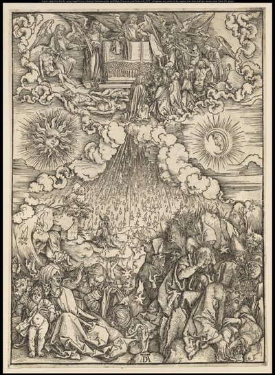 Apokalypsi: Viidennen ja kuudennen sinetin avaaminen, 1497-1498 tekijältä Albrecht Dürer