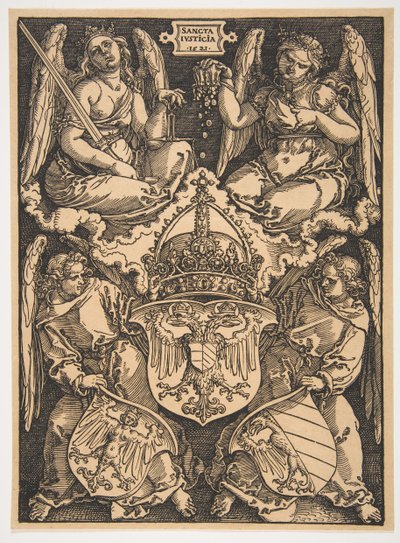 Pyhän Rooman valtakunnan ja Nürnbergin kaupungin aseet.n.d. tekijältä Albrecht Dürer