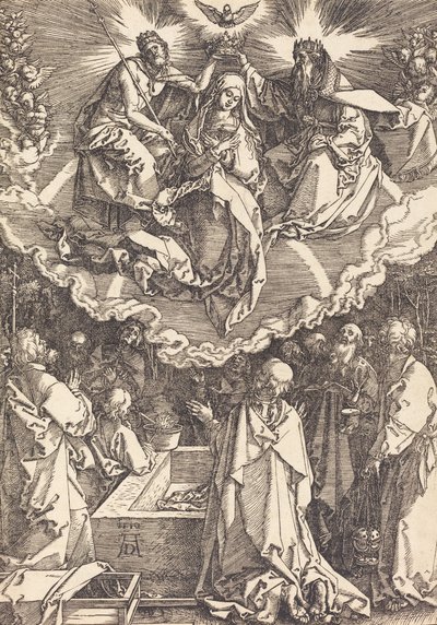 Neitsyt taivaaseenasto ja kruunajaiset, 1510. tekijältä Albrecht Dürer