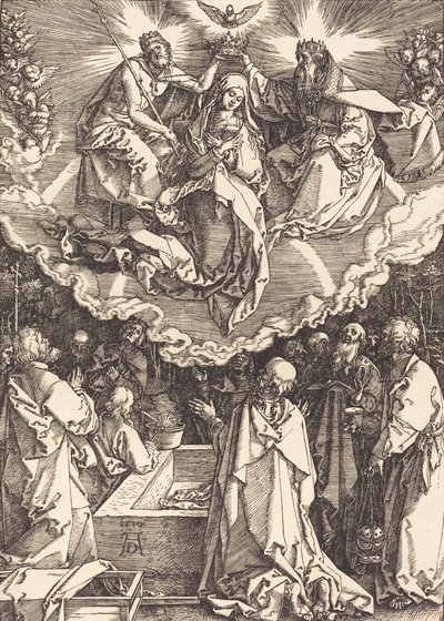 Neitsyt taivaaseenasto ja kruunajaiset, 1510. tekijältä Albrecht Dürer