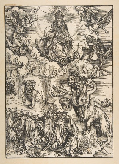 The Beast with Two Horns Like a Lamb, The Apocalypse, latinalainen painos 1511, n. 1496. tekijältä Albrecht Dürer