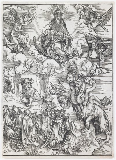 Peto, jolla on kaksi sarvea kuin lammas, sarjasta "The Apocalypse" tekijältä Albrecht Dürer