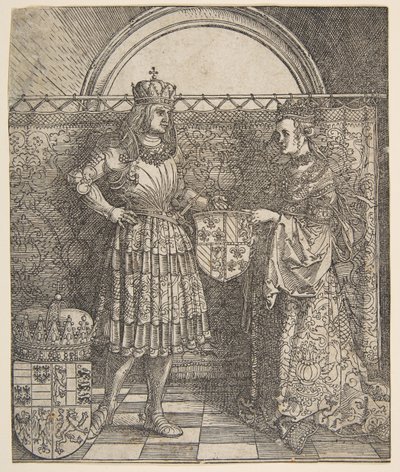 Burgundin Marian kihlaus keisari Maximilian I:n riemukaaresta, 1515. tekijältä Albrecht Dürer