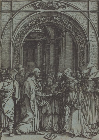 Neitsyen kihlaus, n. 1504–1505, painettu 1560-1570-luku. tekijältä Albrecht Dürer
