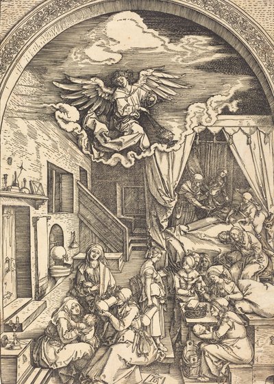 Neitsyen syntymä, n. 15031504. tekijältä Albrecht Dürer
