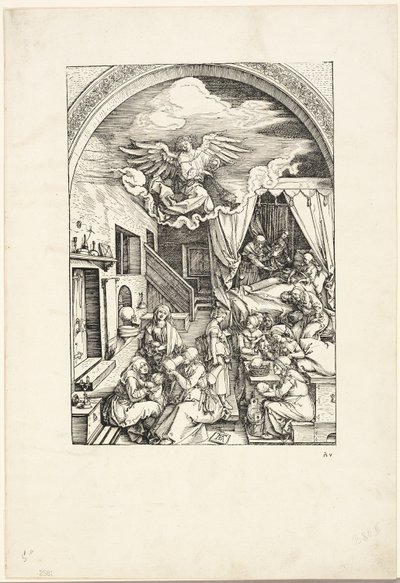 Neitsyen syntymä kirjasta The Life of the Virgin tekijältä Albrecht Dürer