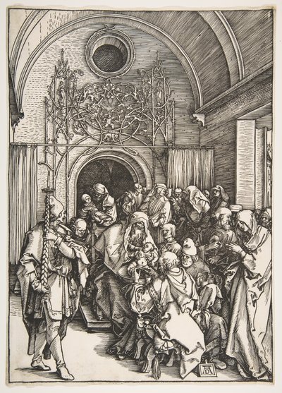 Ympärileikkaus, teoksesta The Life of the Virgin.n.d. tekijältä Albrecht Dürer