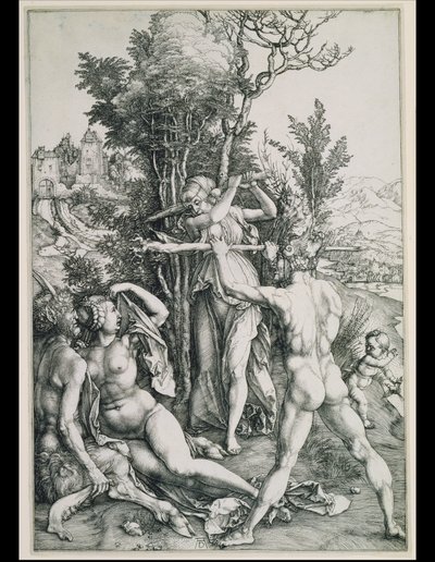 Hyveen ja nautinnon taistelu Herakleen läsnä ollessa tekijältä Albrecht Dürer