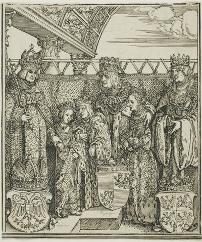 Kongressi ja kaksoiskihlaus Wienissä Maximilian I:n riemukaaresta tekijältä Albrecht Dürer