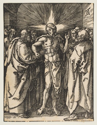 Epäilevä Tuomas, pienestä intohimosta, n. 1510. tekijältä Albrecht Dürer