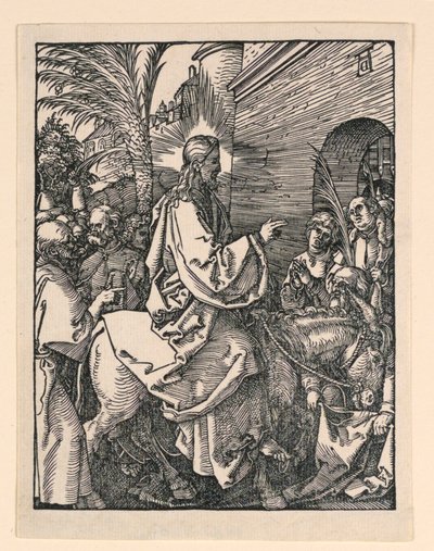 Kristuksen sisääntulo Jerusalemiin, Pikku Passion -sarjasta tekijältä Albrecht Dürer