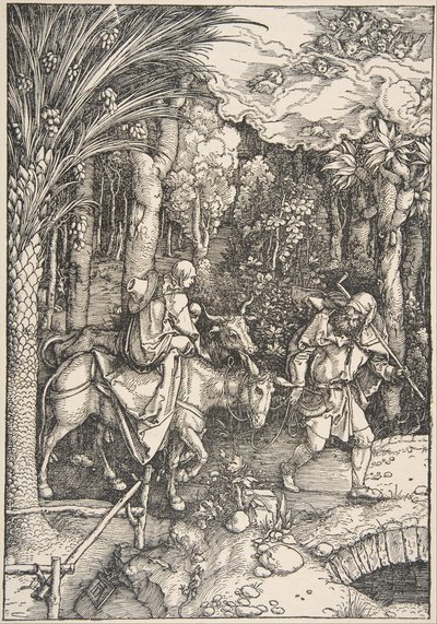 Lento Egyptiin, teoksesta The Life of the Virgin, latinalainen painos, 1511, 1511. tekijältä Albrecht Dürer