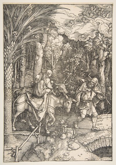 Lento Egyptiin, Neitsyen elämä, latinalaisesta painoksesta, 1511. tekijältä Albrecht Dürer