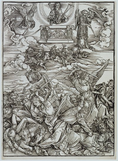 Eufratin neljä kostavaa enkeliä, sarjasta "Ilmestyskirja" tekijältä Albrecht Dürer