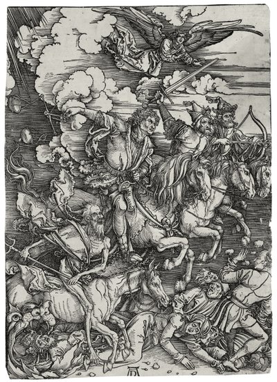 The Four Horsemen of the Apocalypse, noin 1498 tekijältä Albrecht Dürer
