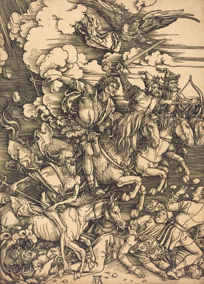 Neljä ratsumiestä, luultavasti n. 14961498. tekijältä Albrecht Dürer