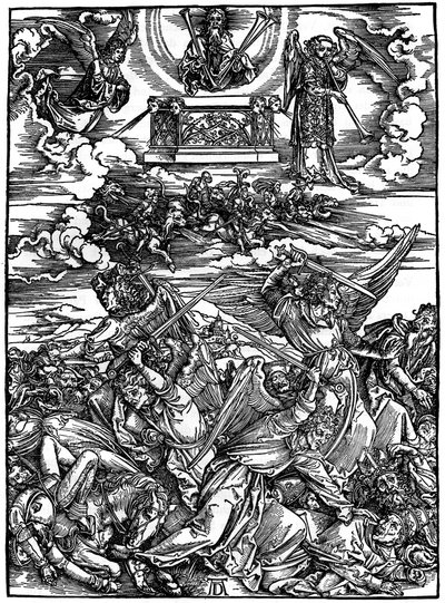 Neljä kostonhimoista enkeliä, 1498, 1936 tekijältä Albrecht Dürer