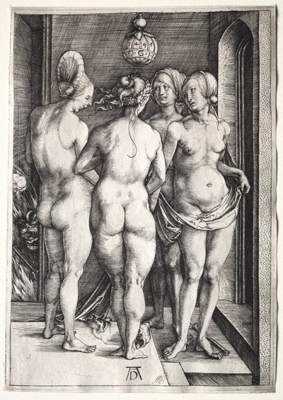 Neljä noitaa Neljä alastomia naisia, 1497. tekijältä Albrecht Dürer
