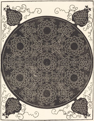 Neljäs solmu (yhdistää seitsemän pyöreää solmuryhmää mustilla keskuksilla) tekijältä Albrecht Dürer
