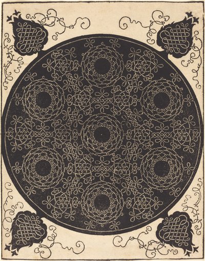 Neljäs solmu (yhdistää seitsemän pyöreää solmuryhmää mustilla keskuksilla) tekijältä Albrecht Dürer