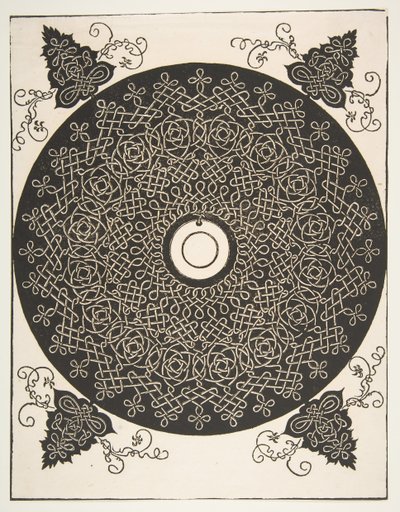 Neljäs solmu. Lomitettu pyöreä pyöreä medaljonki keskellä, 1521 ennen. tekijältä Albrecht Dürer