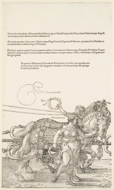 Suuret triumfivaunut: Providentia ja Moderatio tekijältä Albrecht Dürer