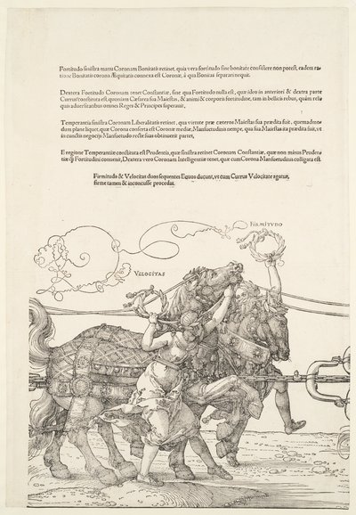 Suuri triumfivaunu: Velocitas ja Firmitudo tekijältä Albrecht Dürer