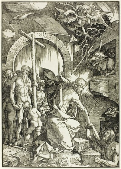 Helvetin ahdistaminen - Kristus Limbossa, levy yhdeksän suuresta kärsimyksestä tekijältä Albrecht Dürer
