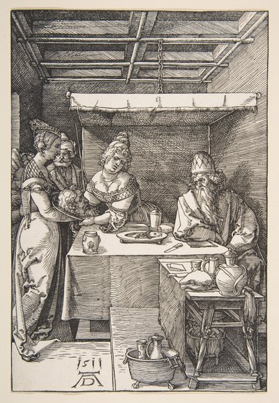 Pyhän Johannes Kastajan pää tuotiin Herodekselle.n.d. tekijältä Albrecht Dürer