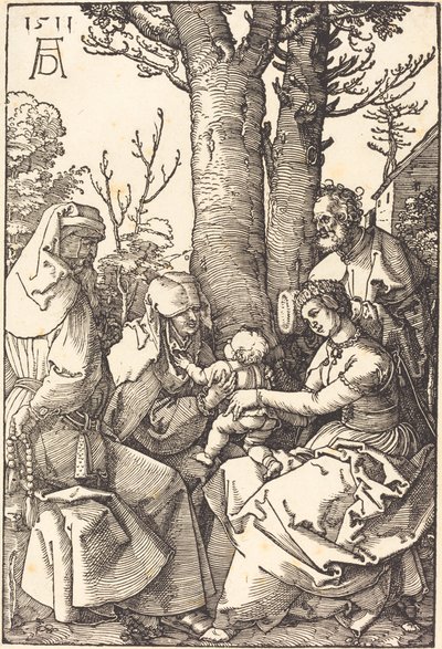 Pyhä perhe Joakimin ja Annen kanssa puun alla tekijältä Albrecht Dürer