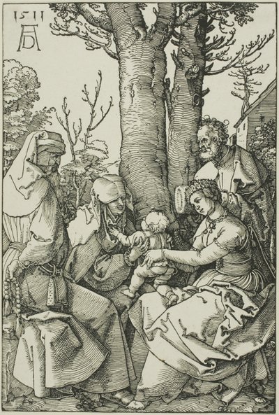 Pyhä perhe Joakimin ja Pyhän Annan kanssa tekijältä Albrecht Dürer