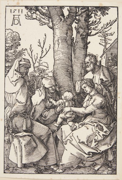 Pyhä perhe Joakimin ja Pyhän Annan kanssa tekijältä Albrecht Dürer