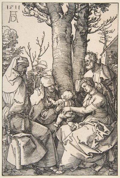 Pyhä perhe Pyhän Joakimin ja Pyhän Annan kanssa, 1511. tekijältä Albrecht Dürer