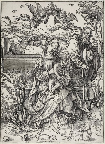 Pyhä perhe, jossa on kolme jänistä tekijältä Albrecht Dürer