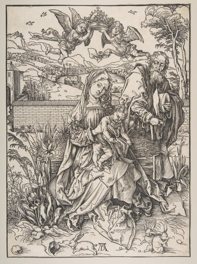 Pyhä perhe, jossa on kolme jänistä, n. 1497-98. tekijältä Albrecht Dürer