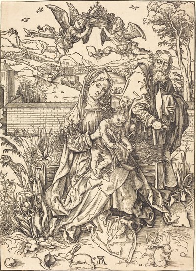 Pyhä perhe kolmen jänisen kanssa tekijältä Albrecht Dürer