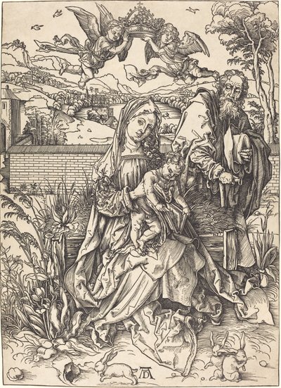 Pyhä perhe kolmen jänisen kanssa tekijältä Albrecht Dürer