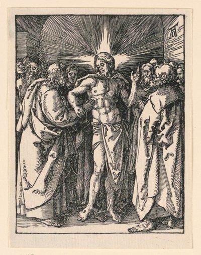 Pyhän Tuoman uskomattomuus, The Little Passion -sarjasta tekijältä Albrecht Dürer